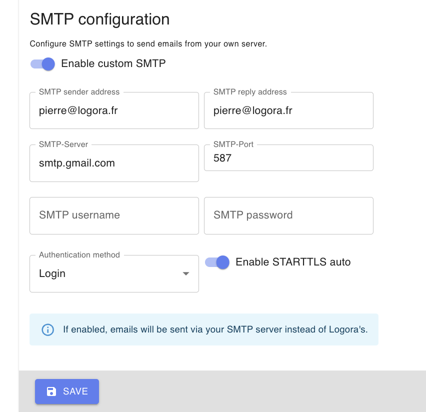 Configuration SMTP